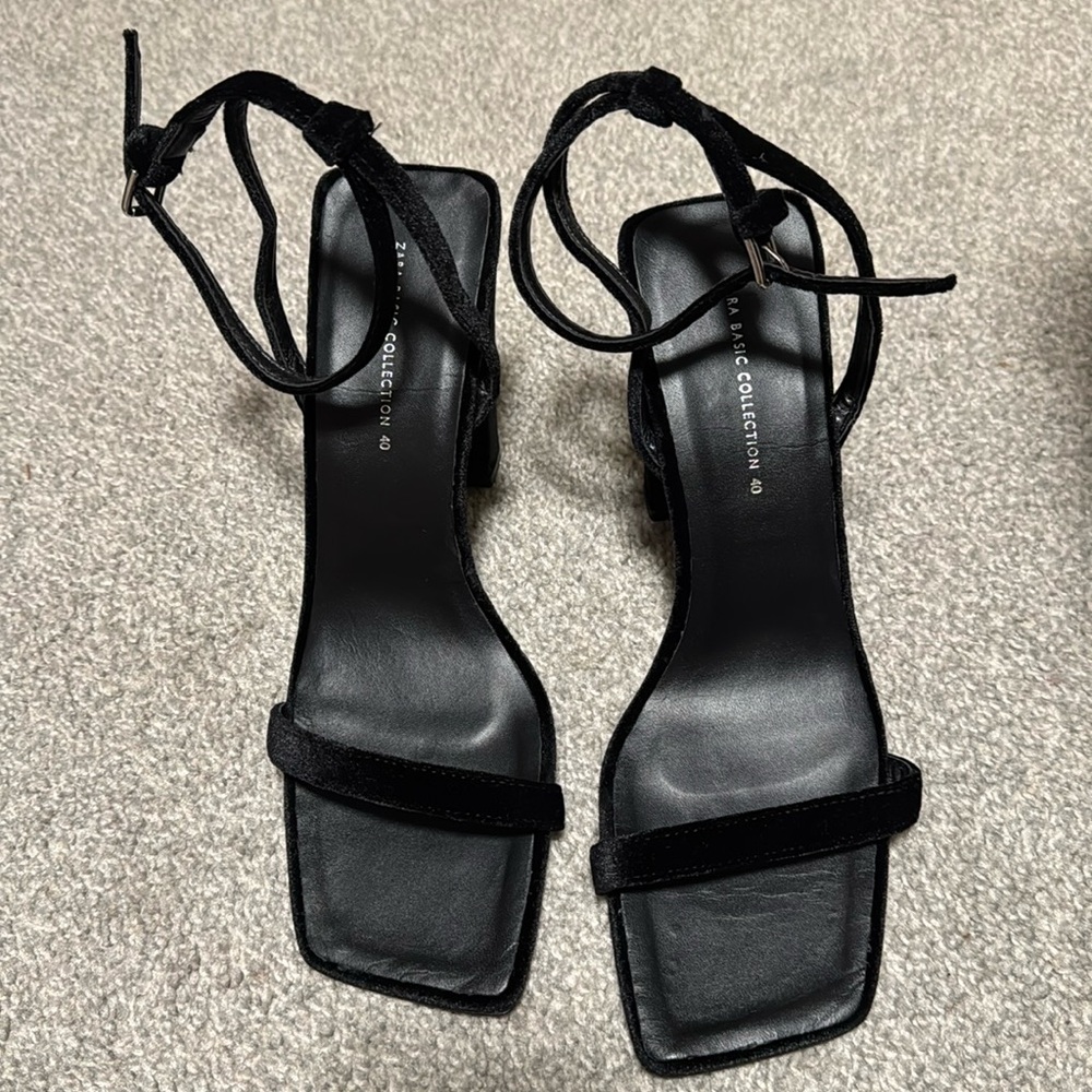 Zara square toed strappy heels